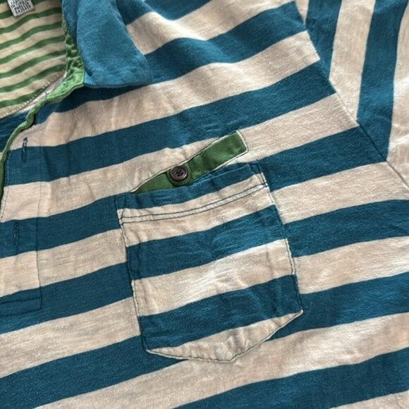 Ted Baker Extra Large White Blue Stripe Short Sleeve Polo - Picture 4 of 7